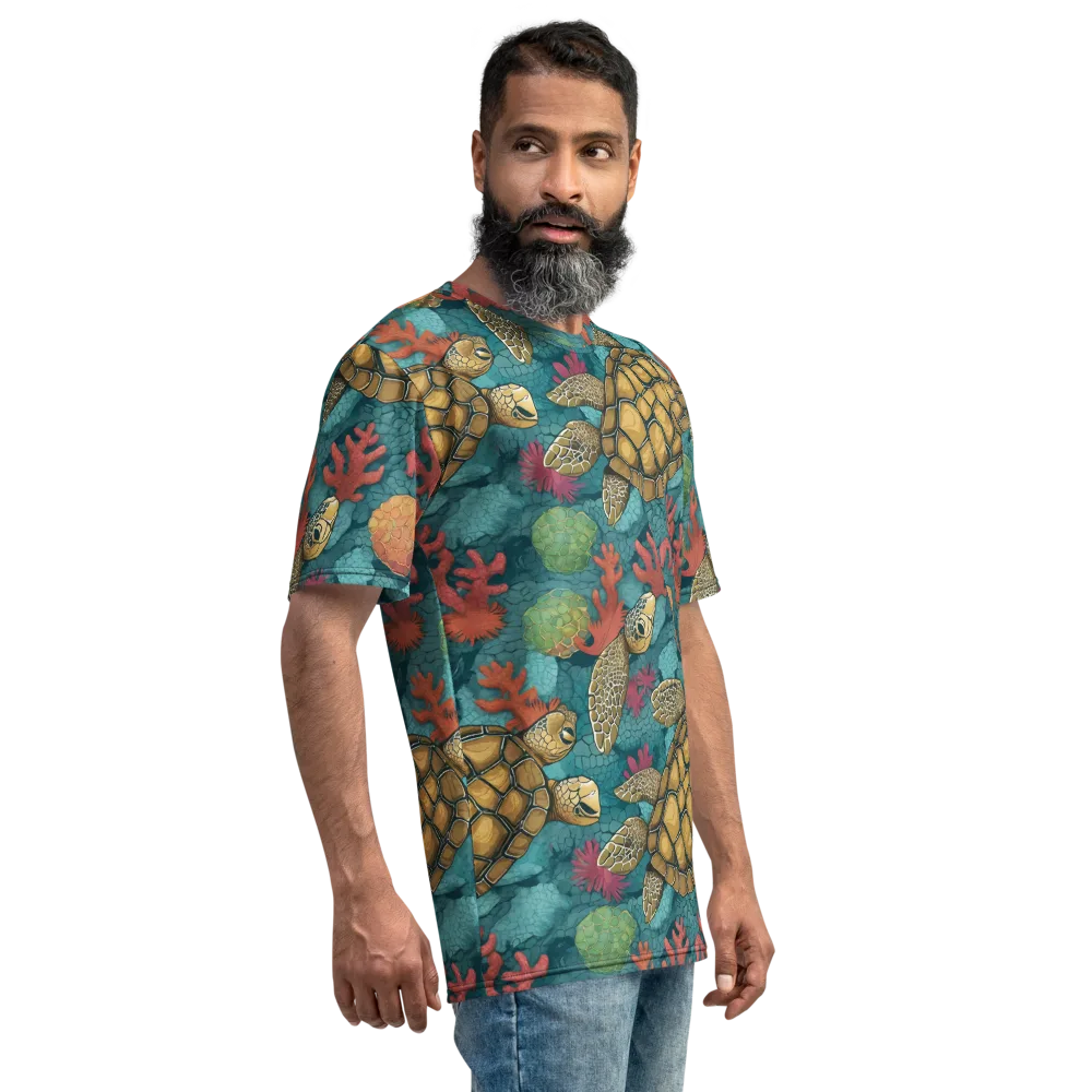 Coral Carapace on Men's Crew Neck T-Shirt — Right