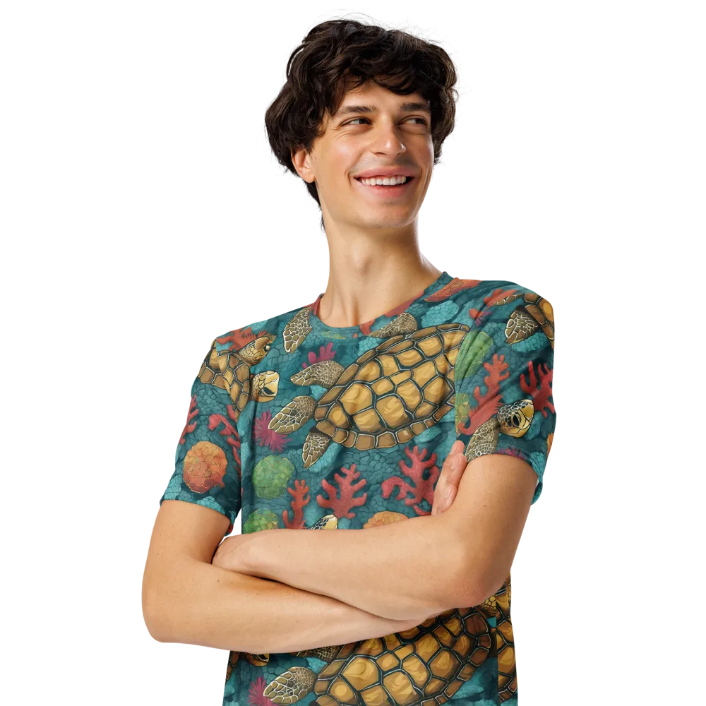 Coral Carapace on Men's Crew Neck T-Shirt — Left Front