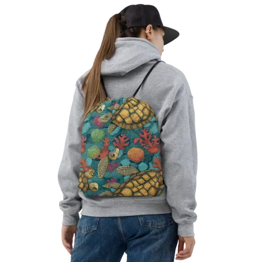 Coral Carapace on a Drawstring Bag