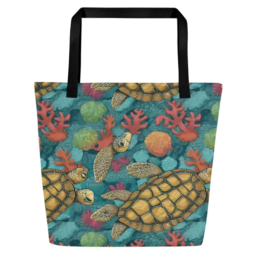 Coral Carapace on a Large Tote Bag W/ Pocket