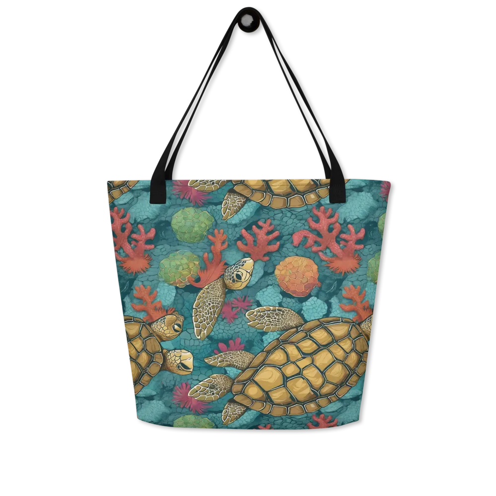 Coral Carapace on Large Tote Bag W/ Pocket — Front
