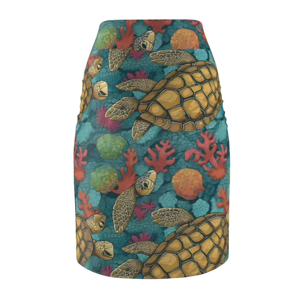 Coral Carapace on Pencil Skirt — Back