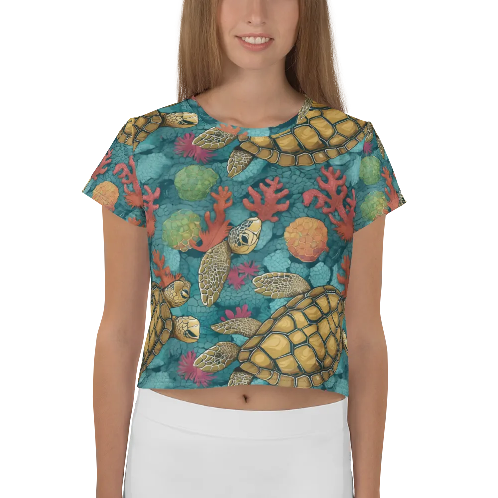 Coral Carapace on Crop Tee — Front