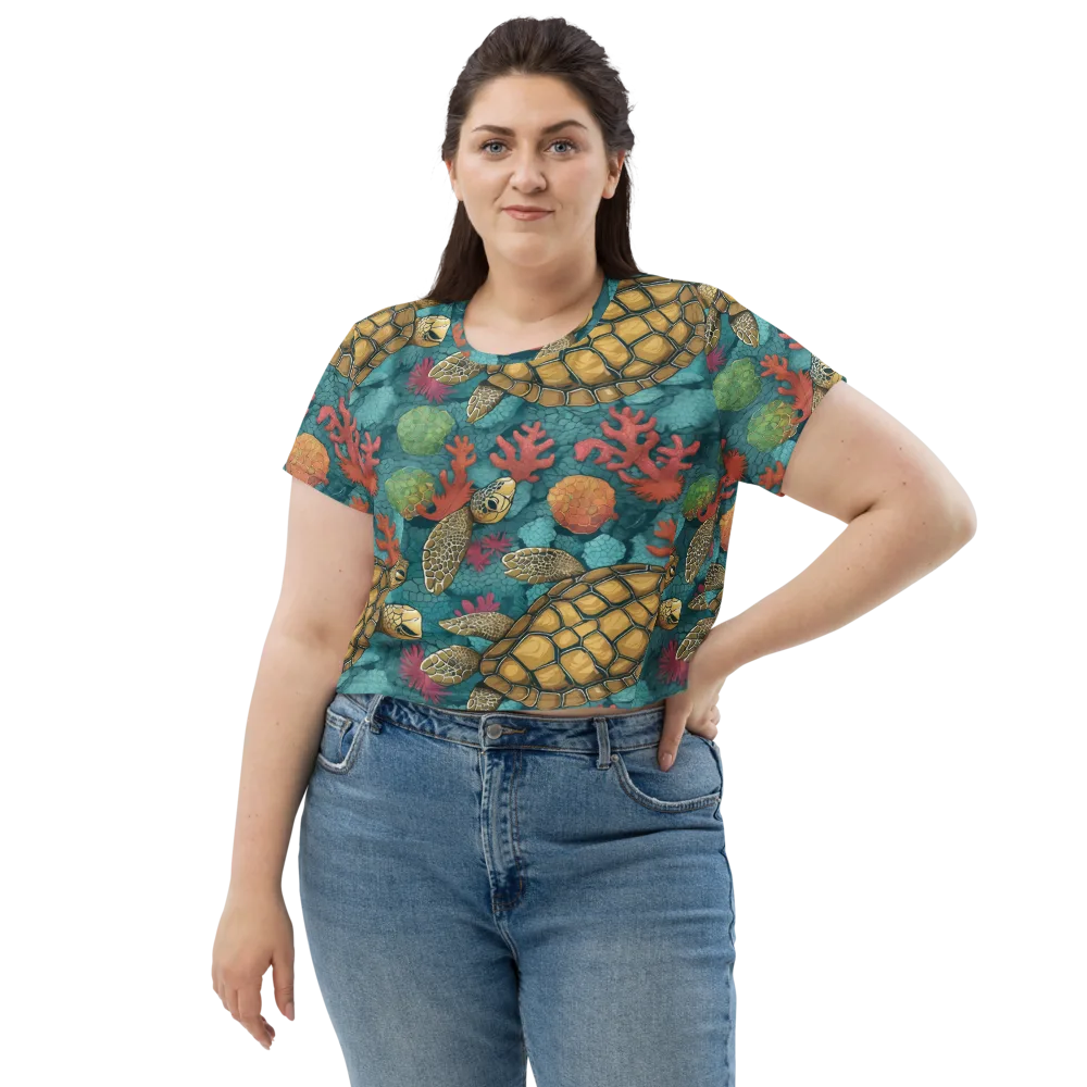 Coral Carapace on Crop Tee — Front