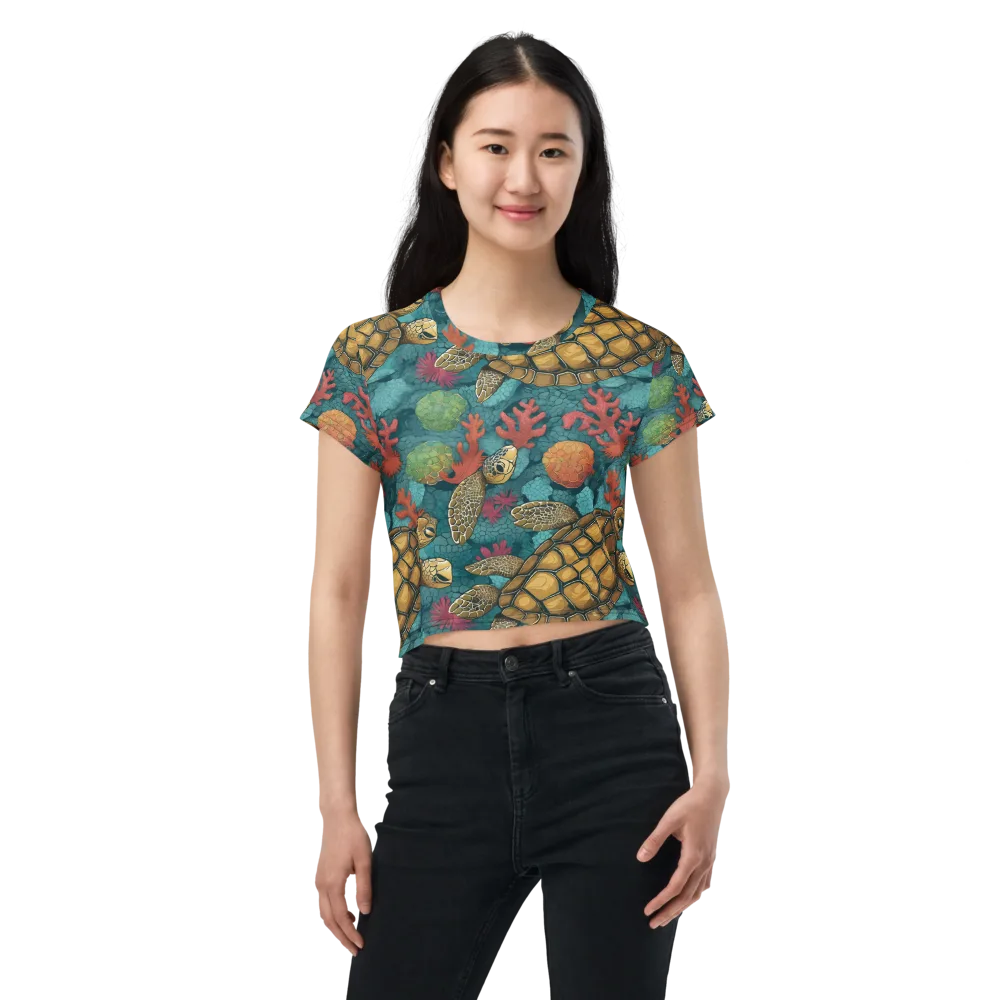 Coral Carapace on Crop Tee — Front