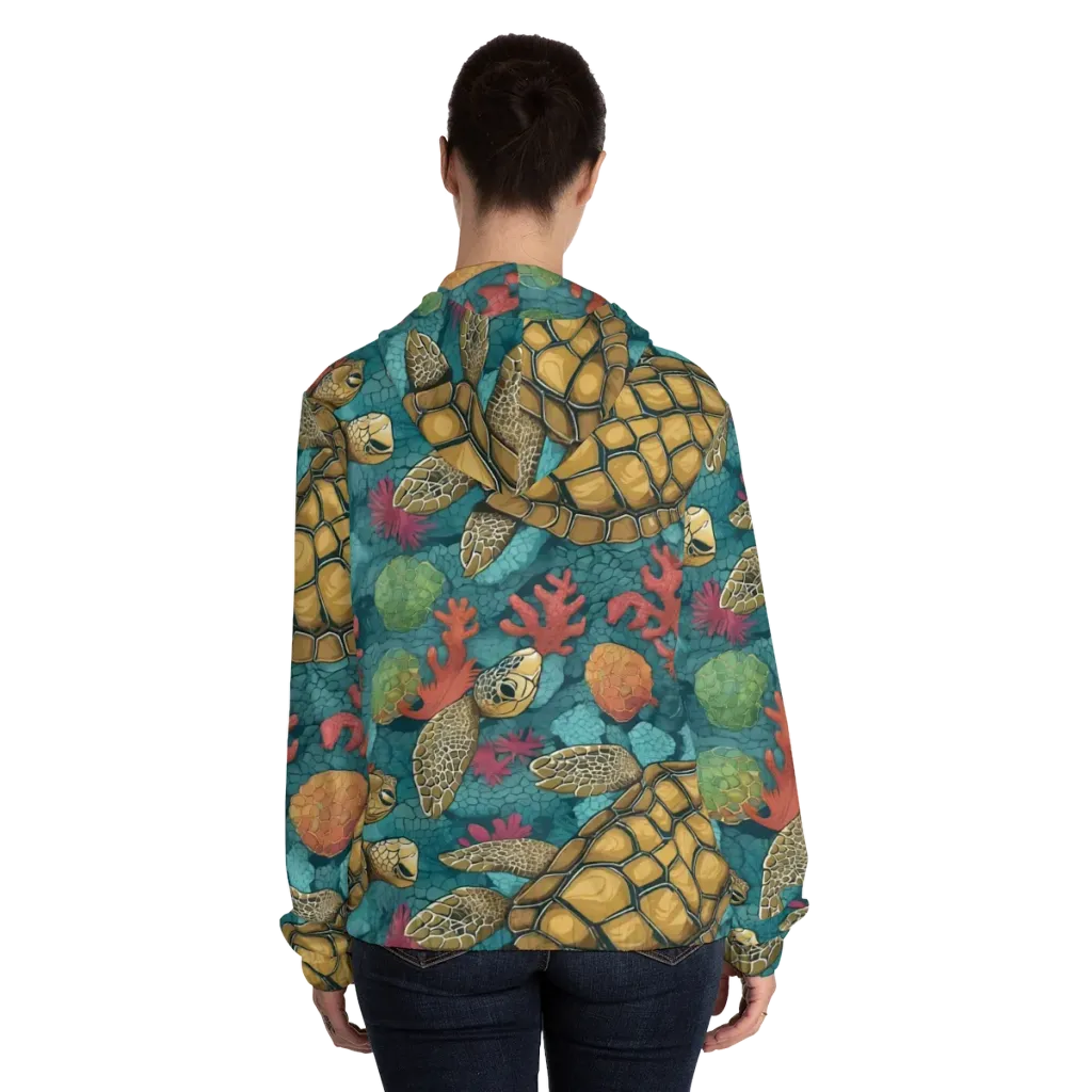 Coral Carapace on Women's Full-Zip Hoodie — Back On Person