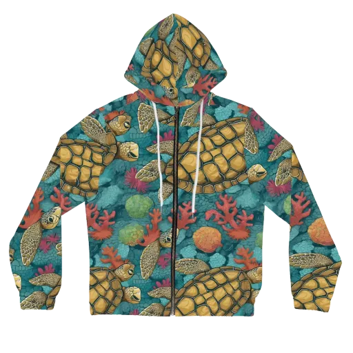 Coral Carapace on a Women's Full-Zip Hoodie