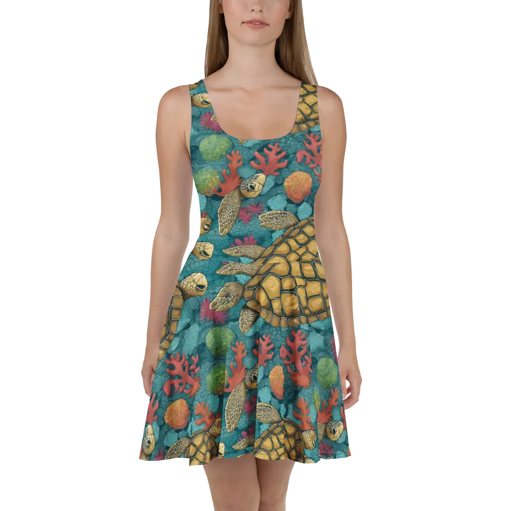 Coral Carapace on Skater Dress — Front