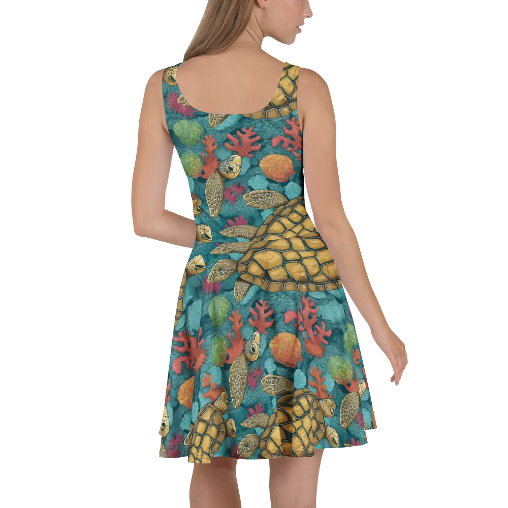 Coral Carapace on Skater Dress — Back