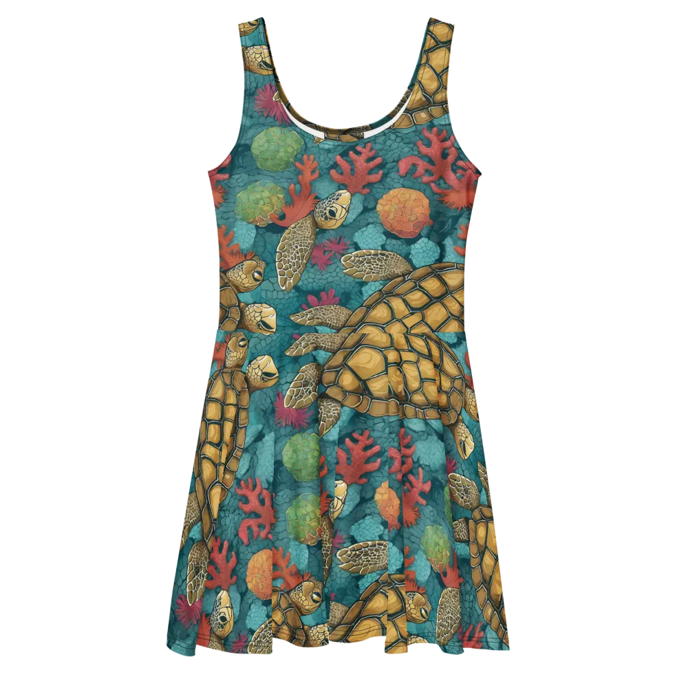 Coral Carapace on Skater Dress — Front