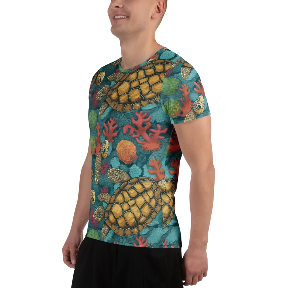 Coral Carapace on Men's Athletic T-Shirt — Left