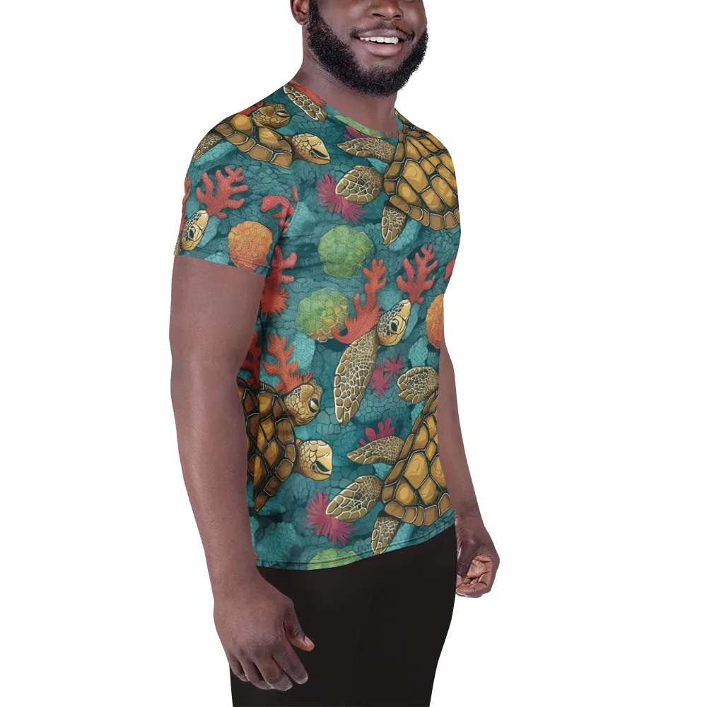 Coral Carapace on Men's Athletic T-Shirt — Right