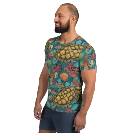 Coral Carapace on a Men's Athletic T-Shirt