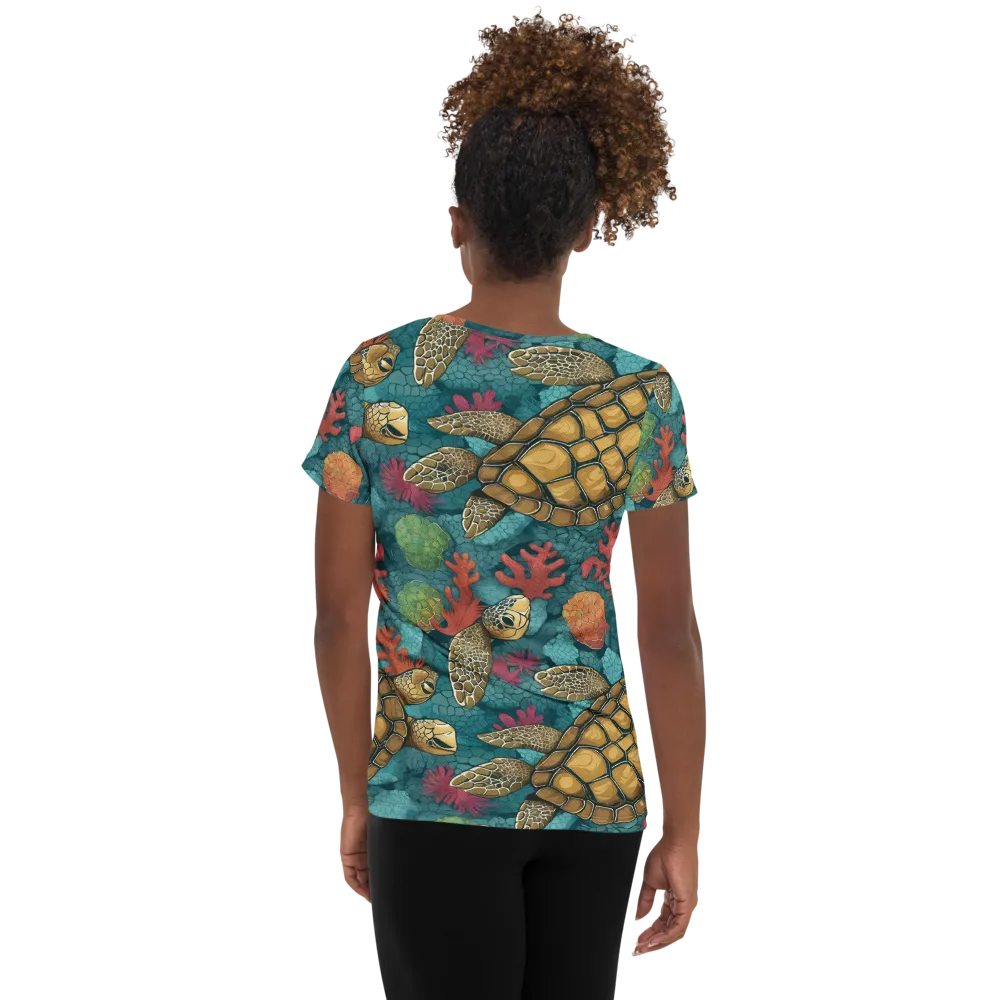 Coral Carapace on Women's Athletic T-Shirt — Back