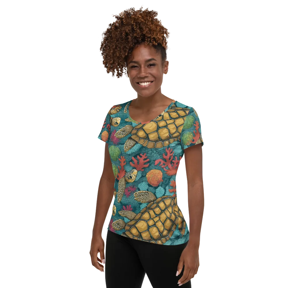 Coral Carapace on Women's Athletic T-Shirt — Left