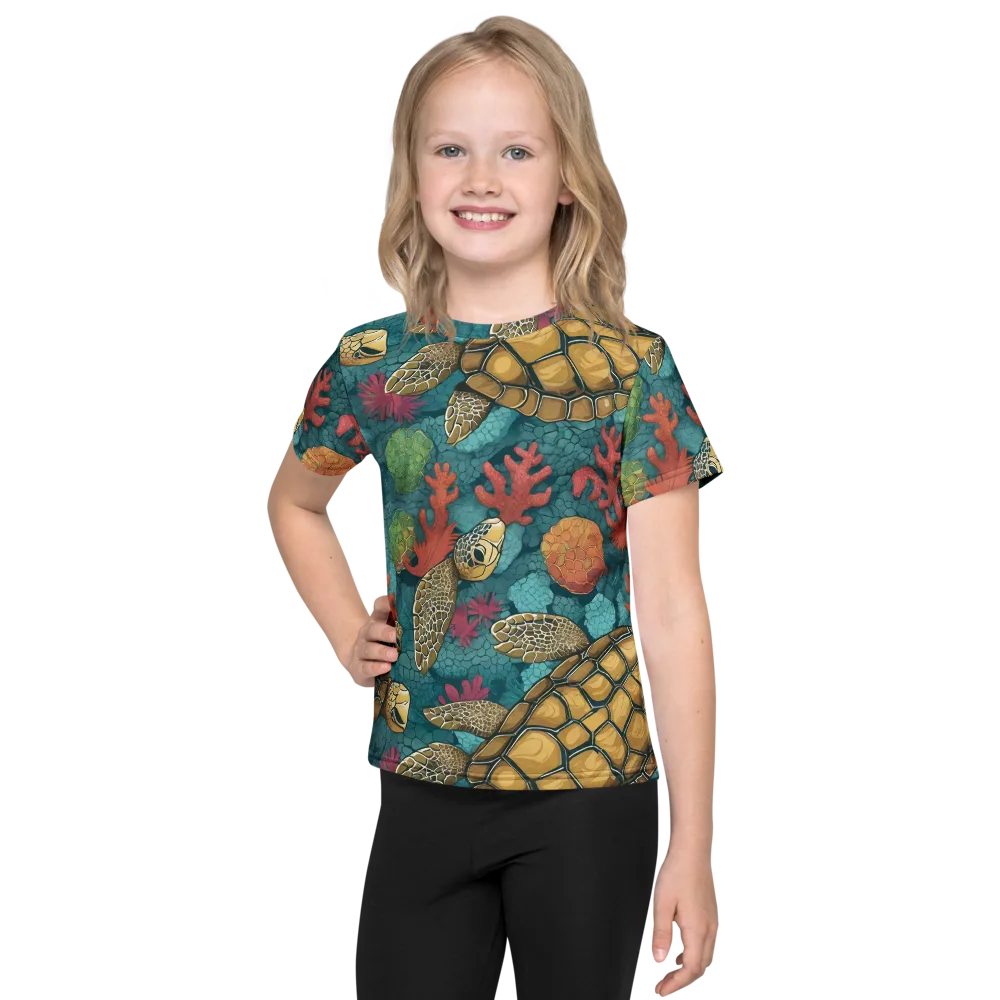 Coral Carapace on Kids Crew Neck T-Shirt — Front
