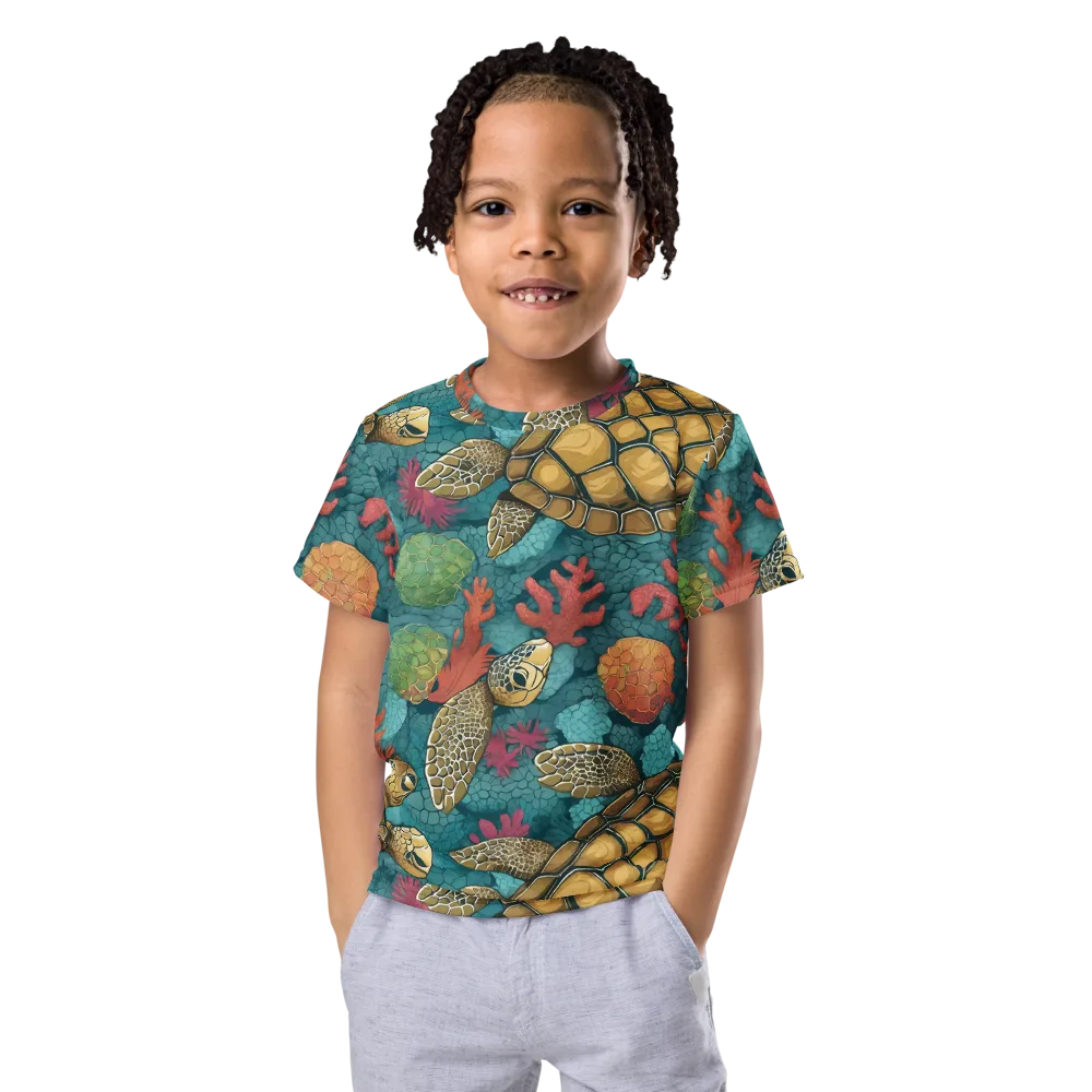 Coral Carapace on Kids Crew Neck T-Shirt — Front
