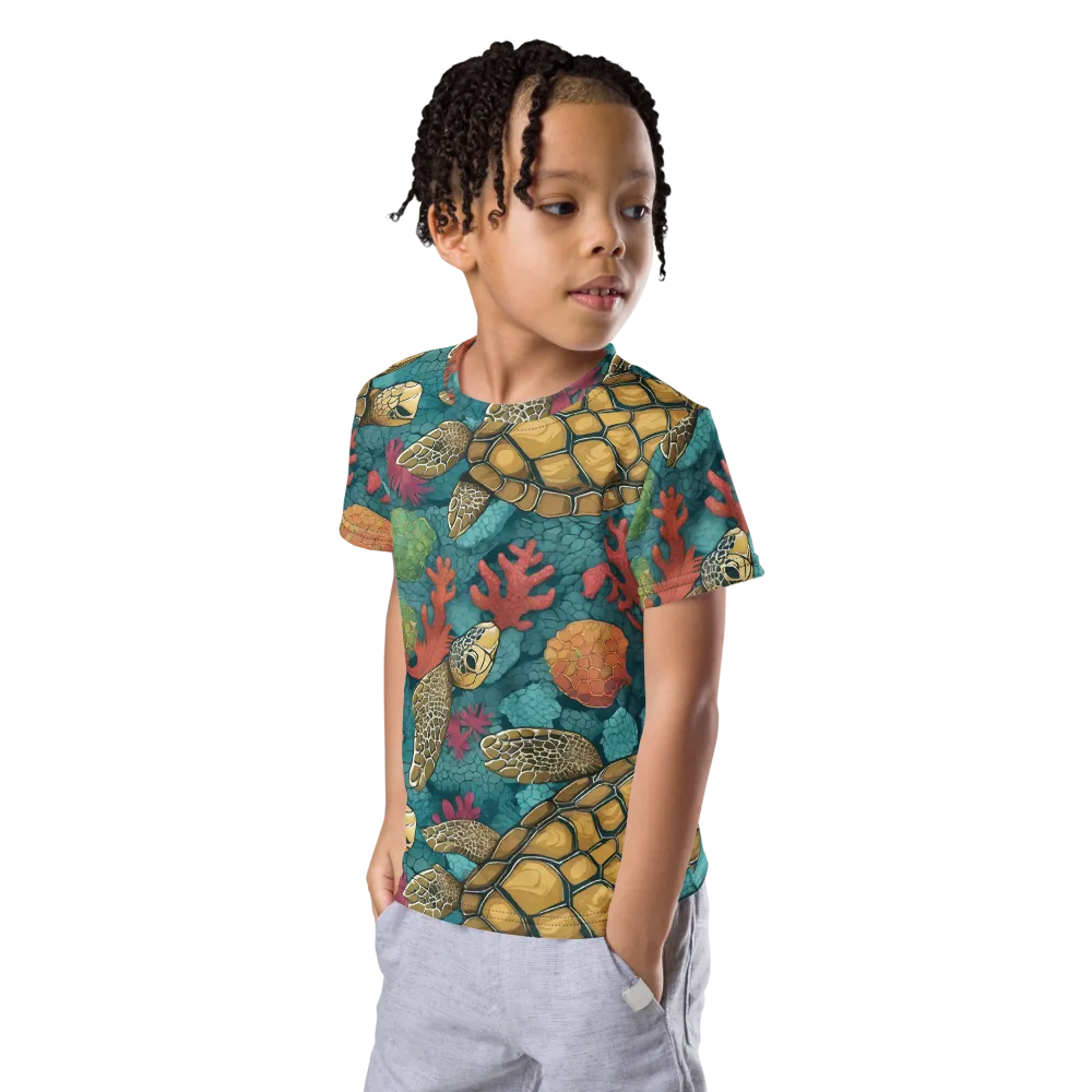 Coral Carapace on Kids Crew Neck T-Shirt — Left Front