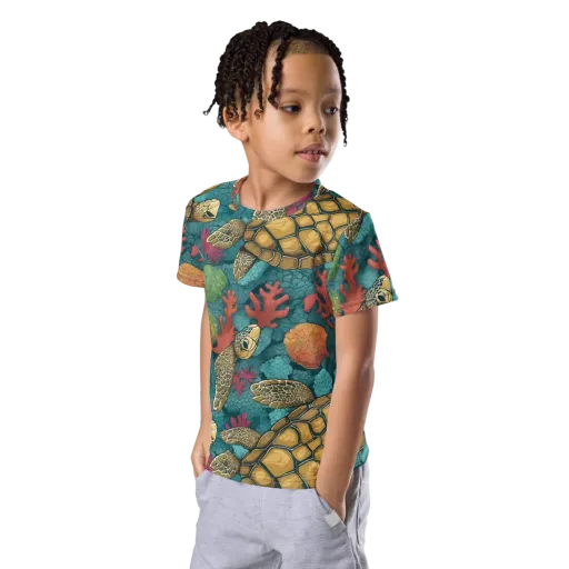 Coral Carapace on a Kids Crew Neck T-Shirt