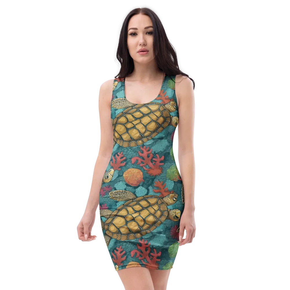 Coral Carapace on Bodycon Dress — Front