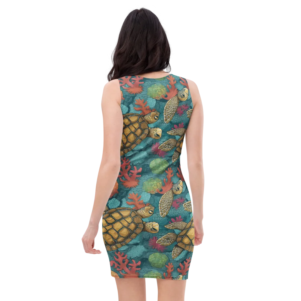 Coral Carapace on Bodycon Dress — Back