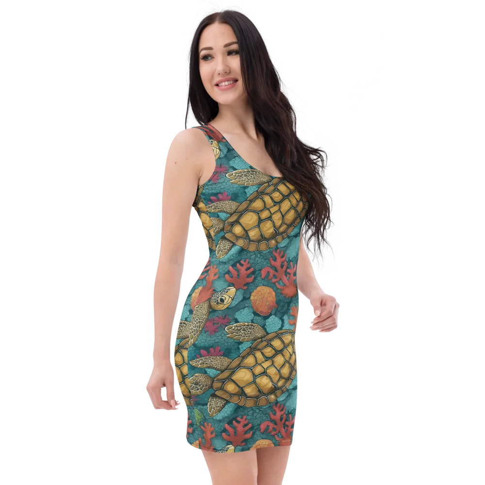 Coral Carapace on Bodycon Dress — Right Front