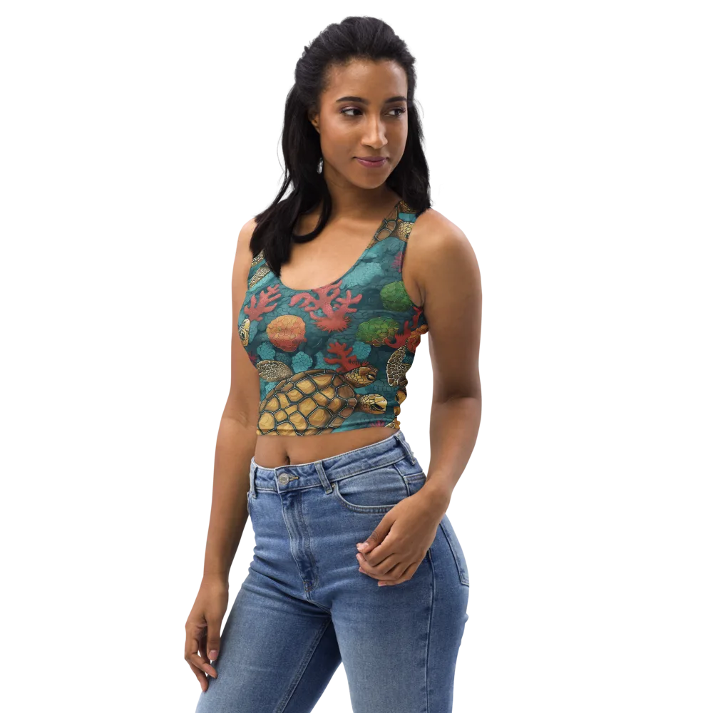 Coral Carapace on Crop Top — Left Front
