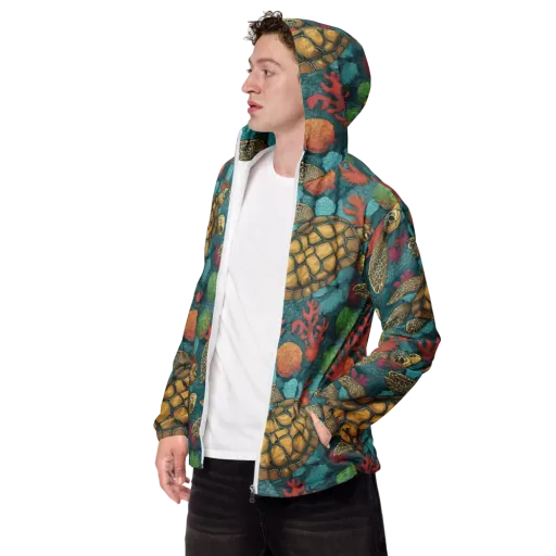 Coral Carapace on a Men's Windbreaker