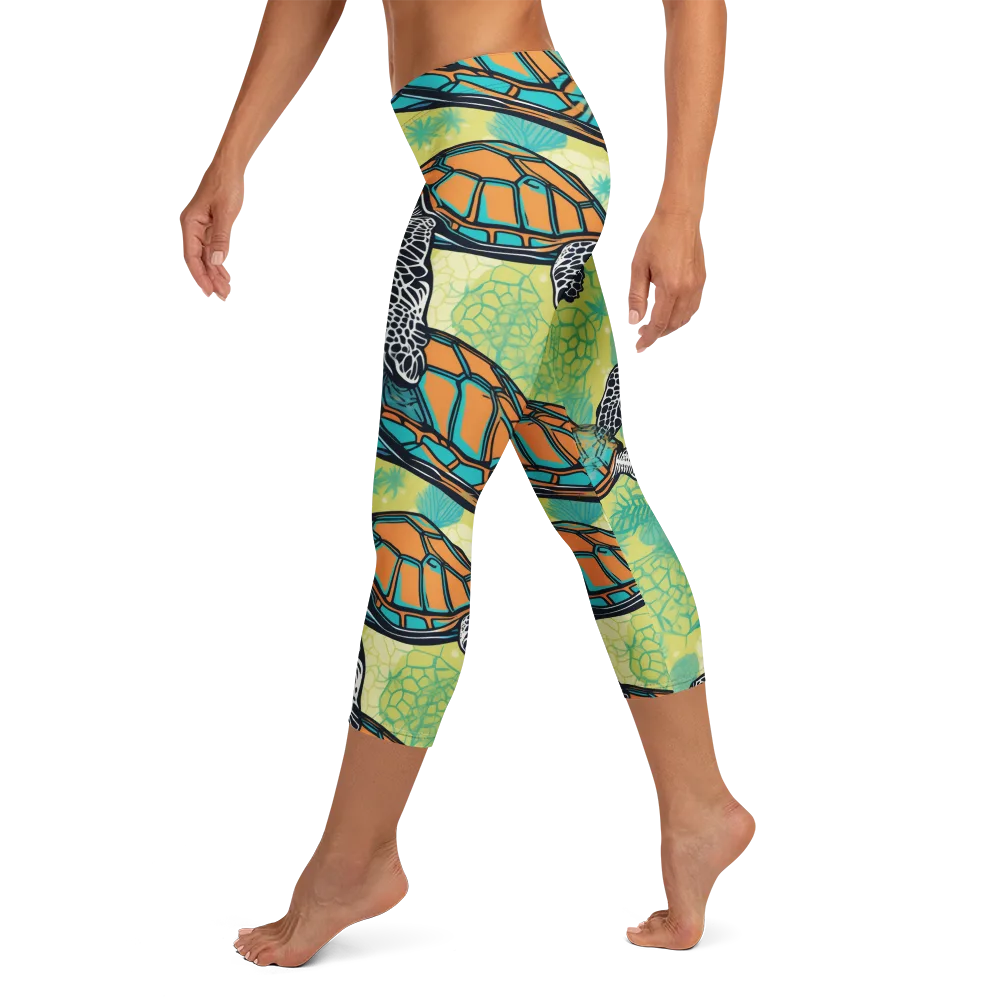 Tidal Shellwork on Capri Leggings — Left