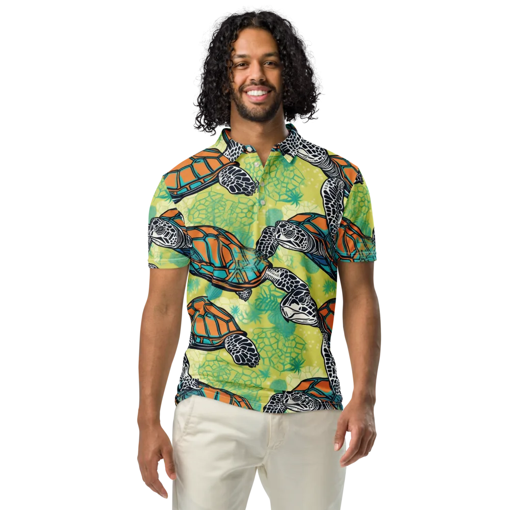 Tidal Shellwork on Men's Slim Fit Polo Shirt — Front