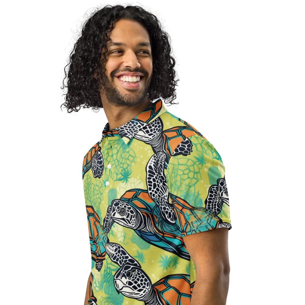 Tidal Shellwork on Men's Slim Fit Polo Shirt — Left Front
