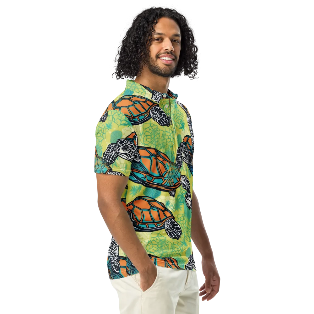 Tidal Shellwork on Men's Slim Fit Polo Shirt — Right Front