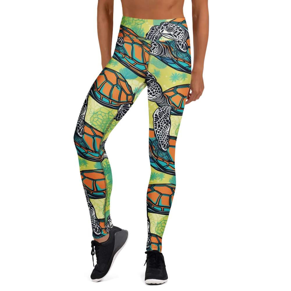 Tidal Shellwork on Yoga Leggings — Front