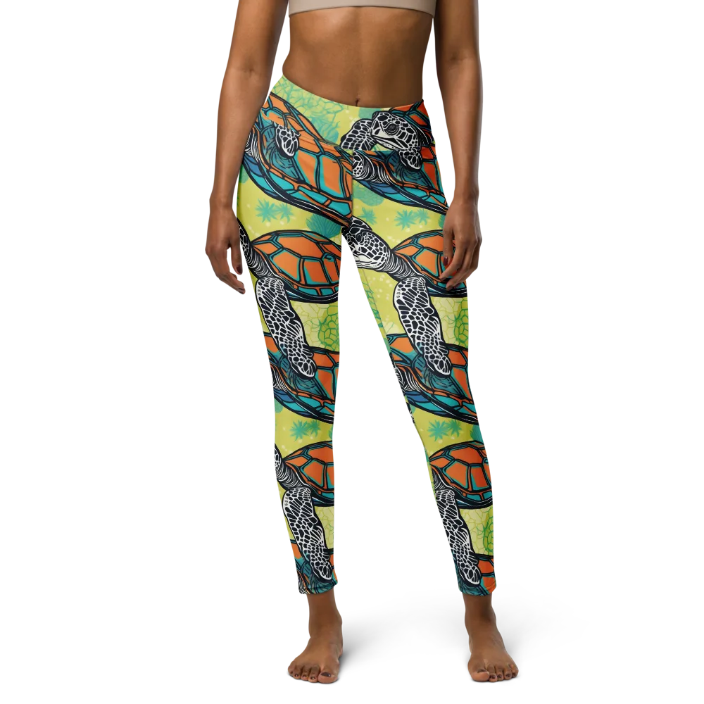 Tidal Shellwork on Yoga Leggings — Front