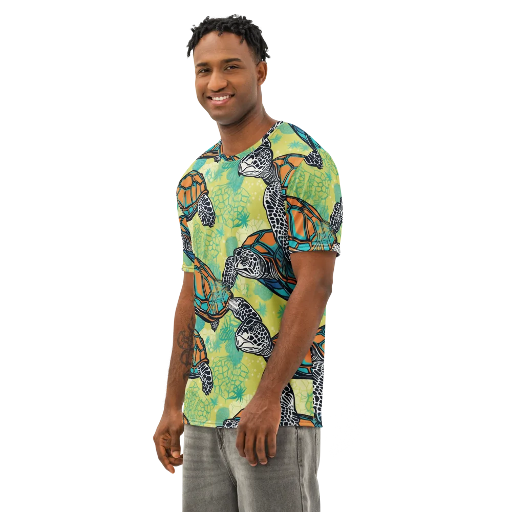Tidal Shellwork on Men's Cotton Crew Neck T-Shirt — Left Front