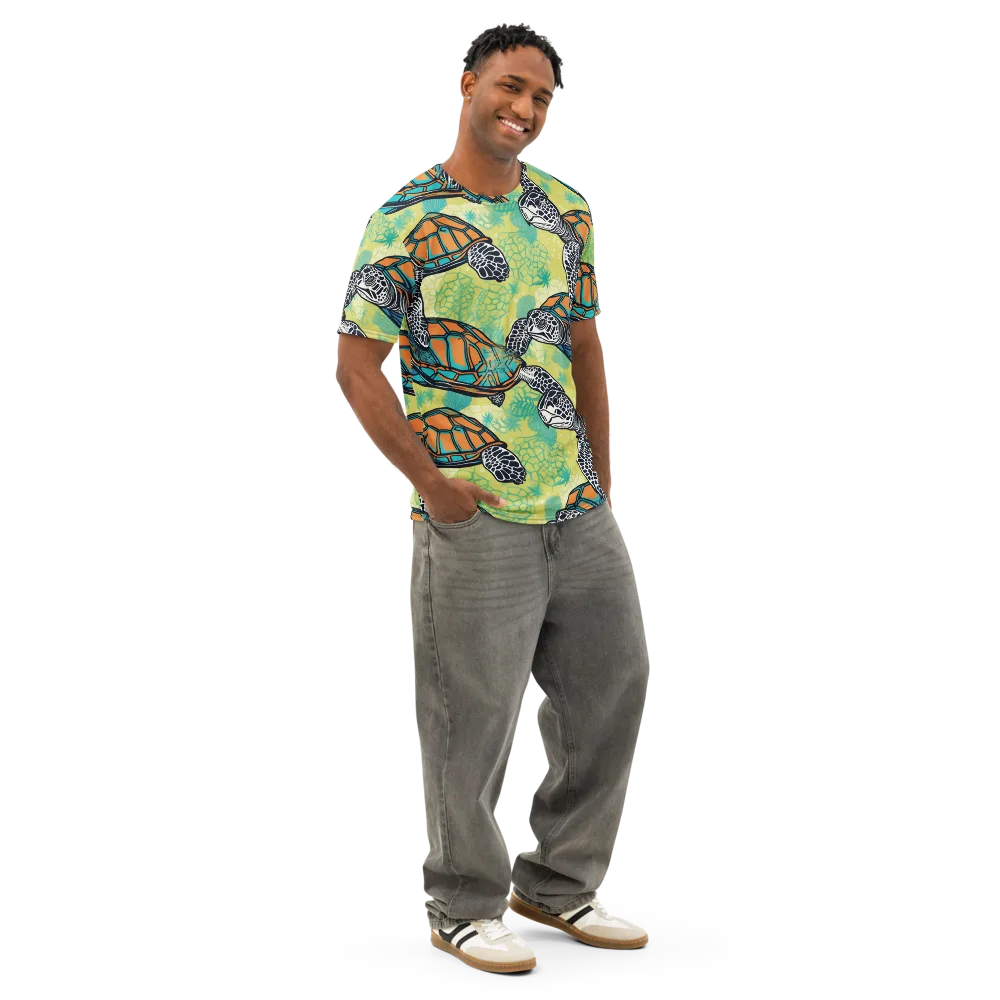 Tidal Shellwork on Men's Cotton Crew Neck T-Shirt — Right Front