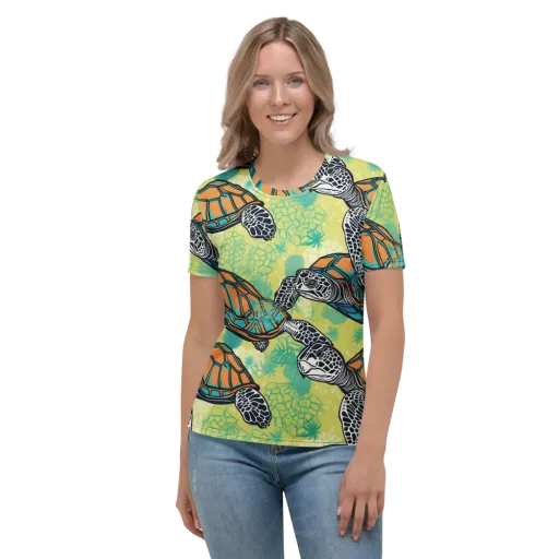 Tidal Shellwork on a Women's Crew Neck T-Shirt
