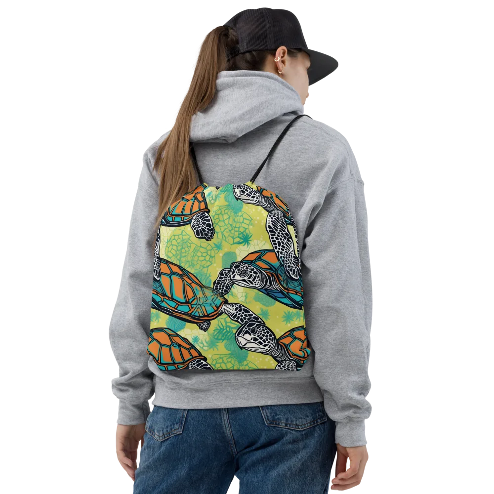 Tidal Shellwork on Drawstring Bag — Front