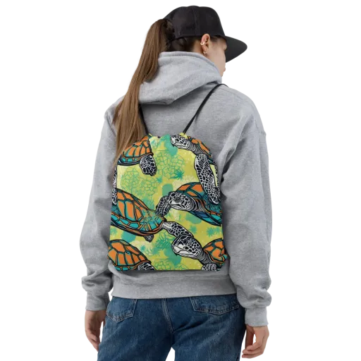 Tidal Shellwork on a Drawstring Bag