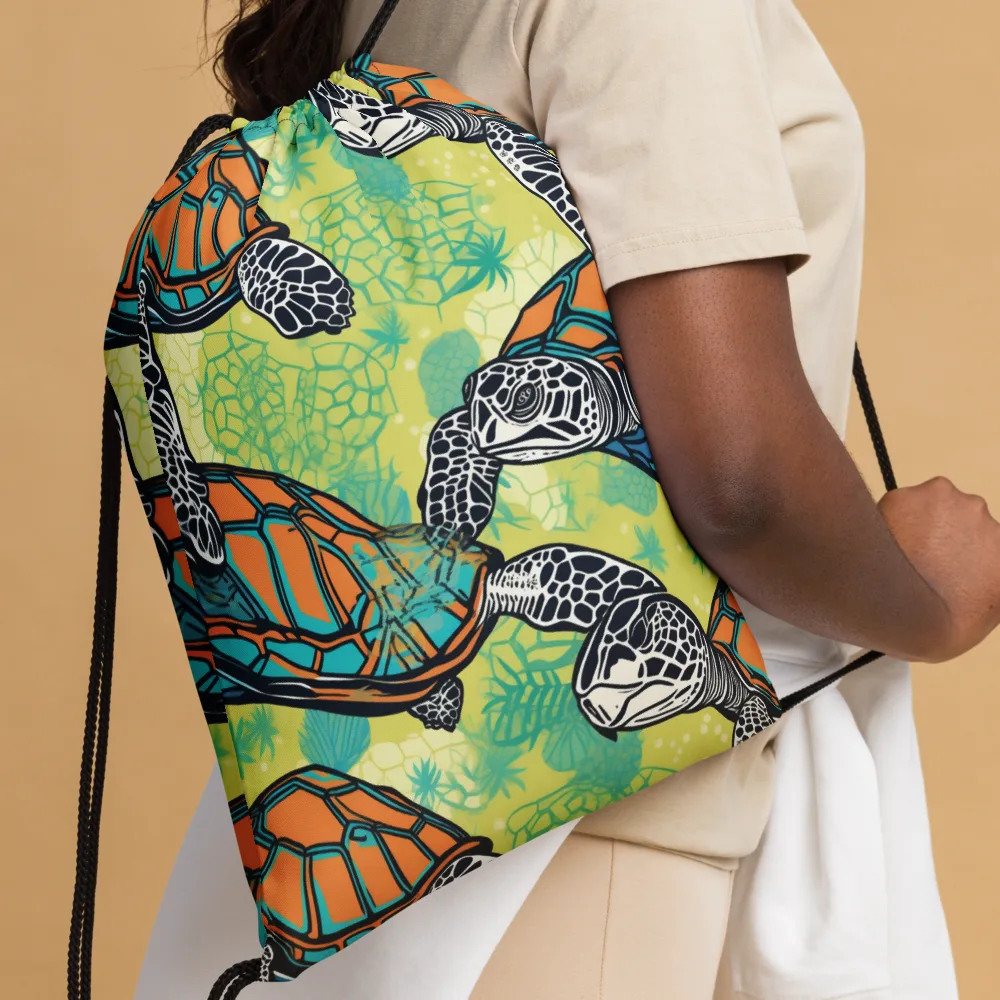 Tidal Shellwork on Drawstring Bag — Front