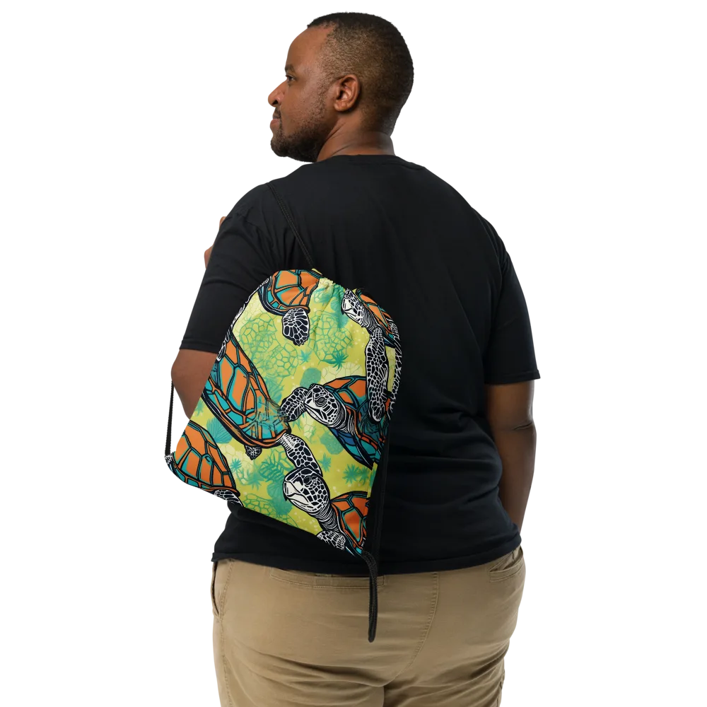 Tidal Shellwork on Drawstring Bag — Front