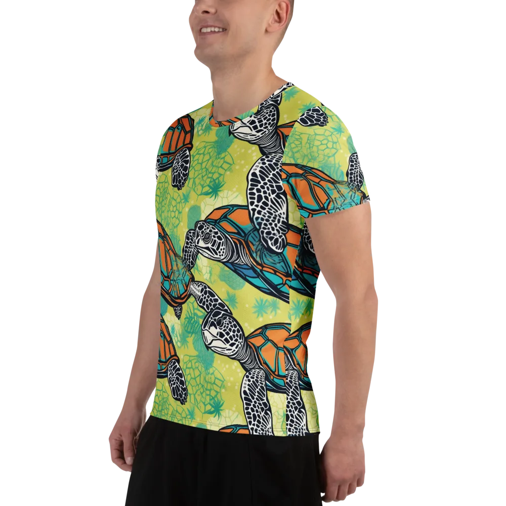 Tidal Shellwork on Men's Athletic T-Shirt — Left