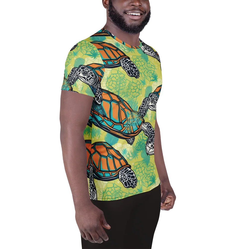 Tidal Shellwork on Men's Athletic T-Shirt — Right
