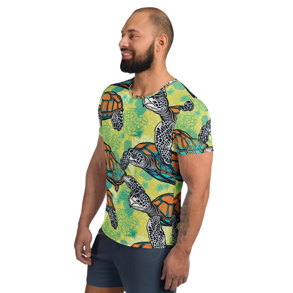 Tidal Shellwork on Men's Athletic T-Shirt — Left