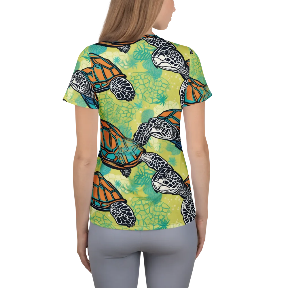 Tidal Shellwork on Women's Athletic T-Shirt — Back