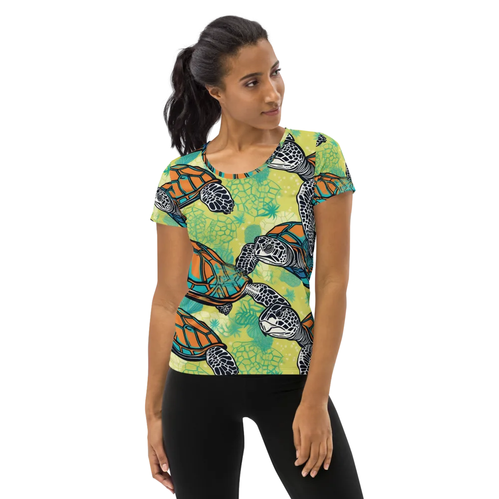 Tidal Shellwork on Women's Athletic T-Shirt — Front