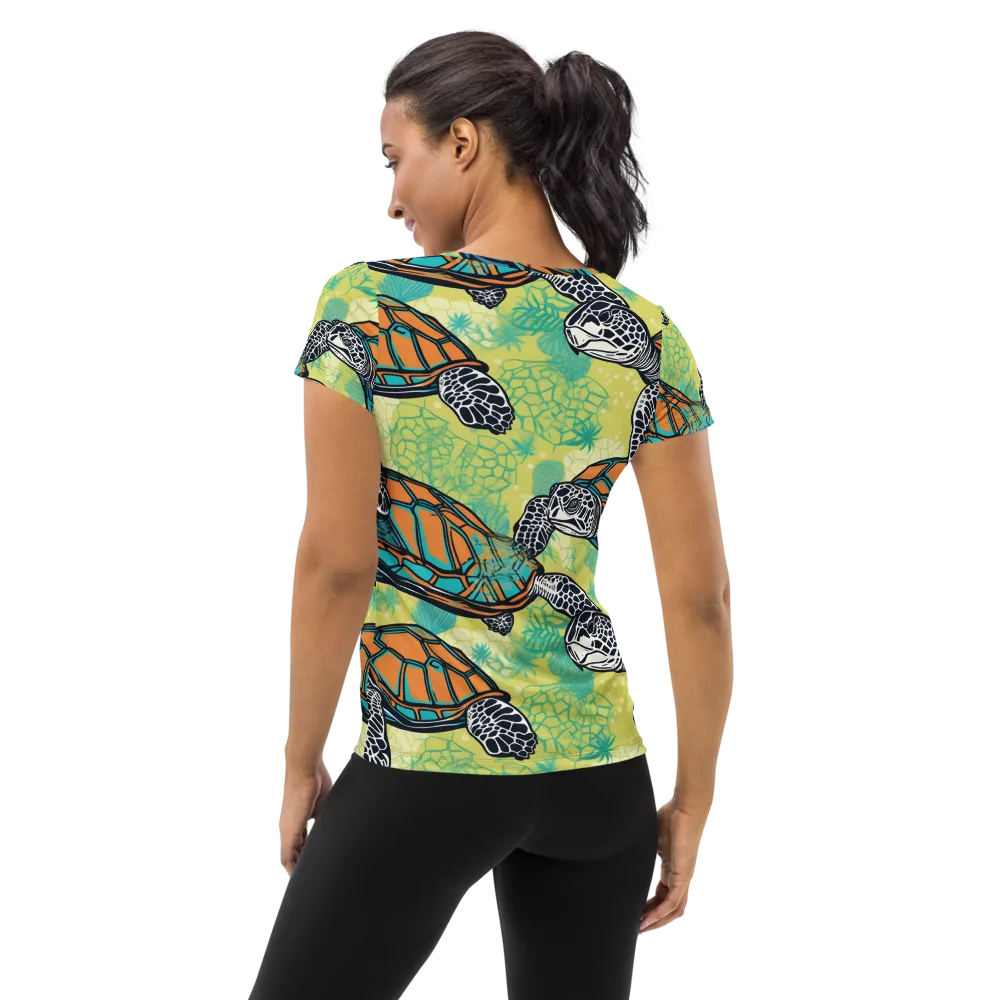 Tidal Shellwork on Women's Athletic T-Shirt — Back