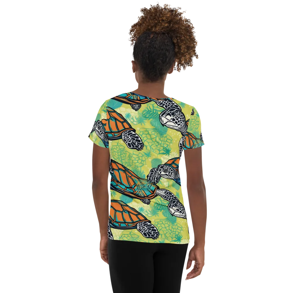 Tidal Shellwork on Women's Athletic T-Shirt — Back