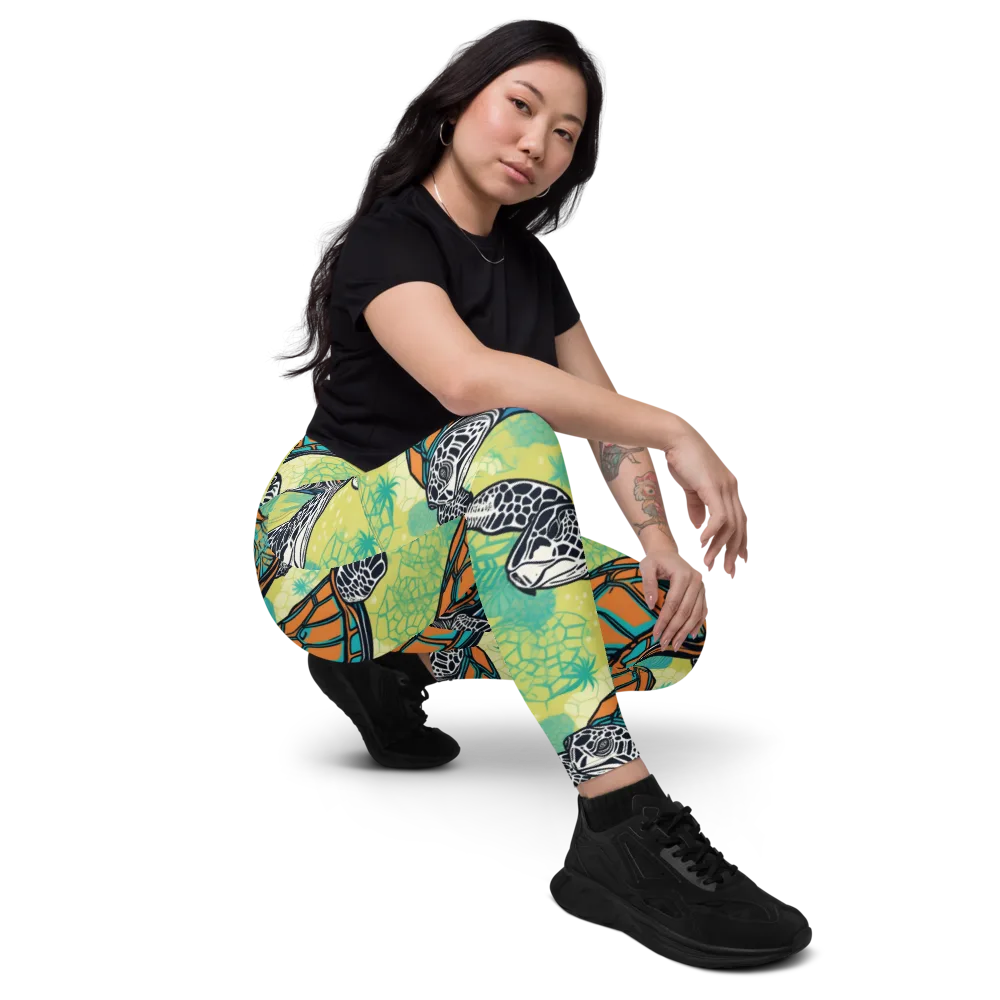 Tidal Shellwork on Leggings with Pockets — Right Front