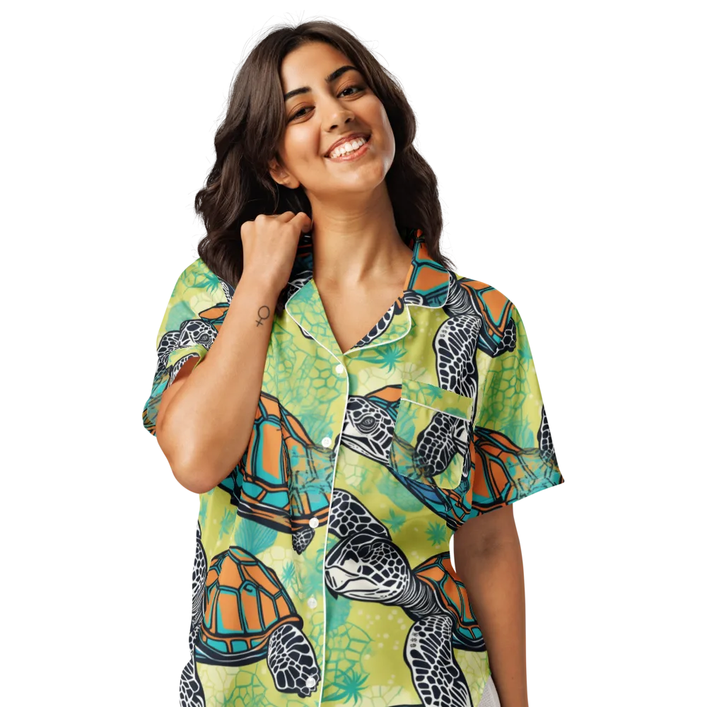 Tidal Shellwork on Women's Short Sleeve Pajama Top — Front